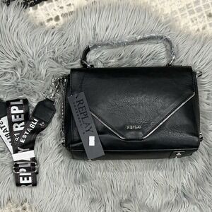 Replay FW3748-000-A0362-098 Shoulder Bag Women's Black Leather Stylish Design‎